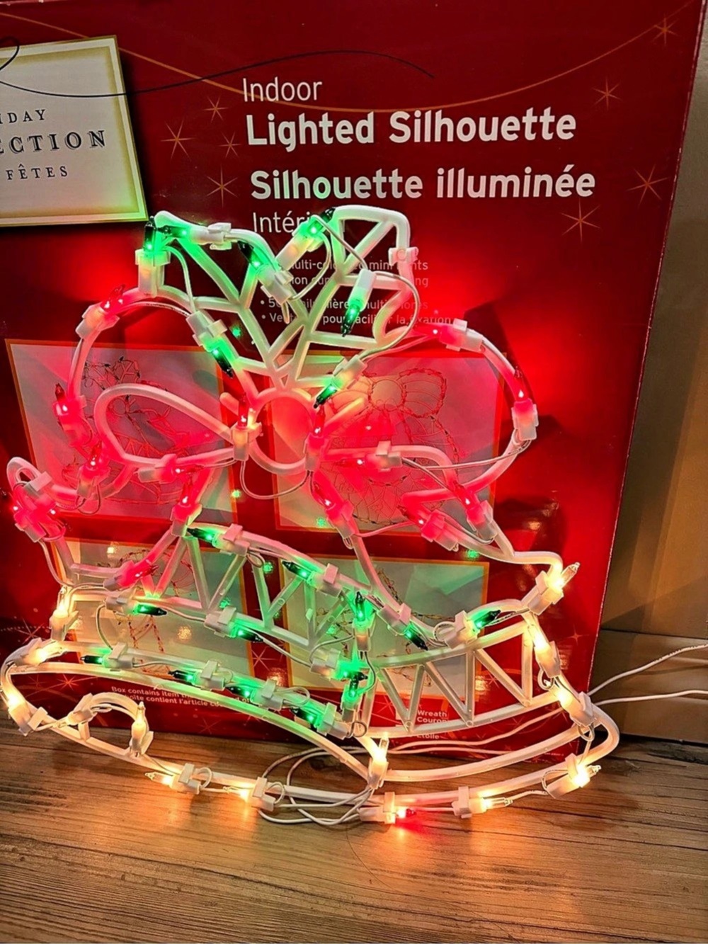 Northlight Lighted Bells with Bow Christmas Window Silhouette Decoration